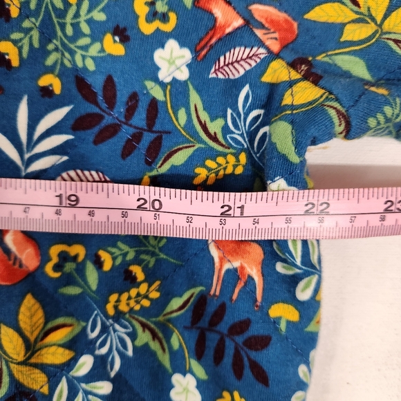 Talbots Quilted Top Woodland Animals Pullover Blue Cottage Core Large - Picture 7 of 9
